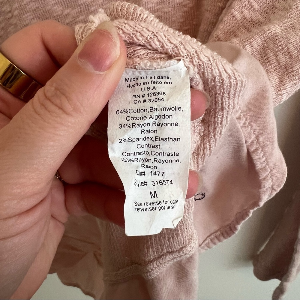 Anthropologie Left of Center Tunic Sweater Size Medium Textured Powder‎ Pink - Picture 4 of 7